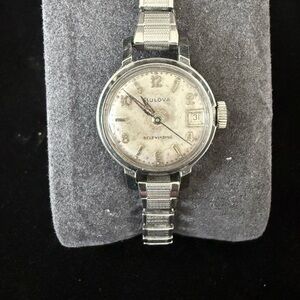 Vintage Bulova Silver Self Winding Womens Watch 1968